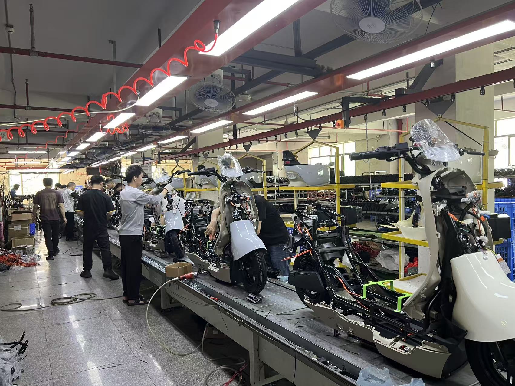 Electric vehicle assembly line production area